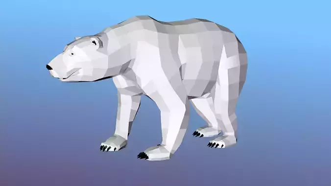 White bear Low Polygon Animal Arctic sea ocean Low-poly 3D model Low-poly 3D model