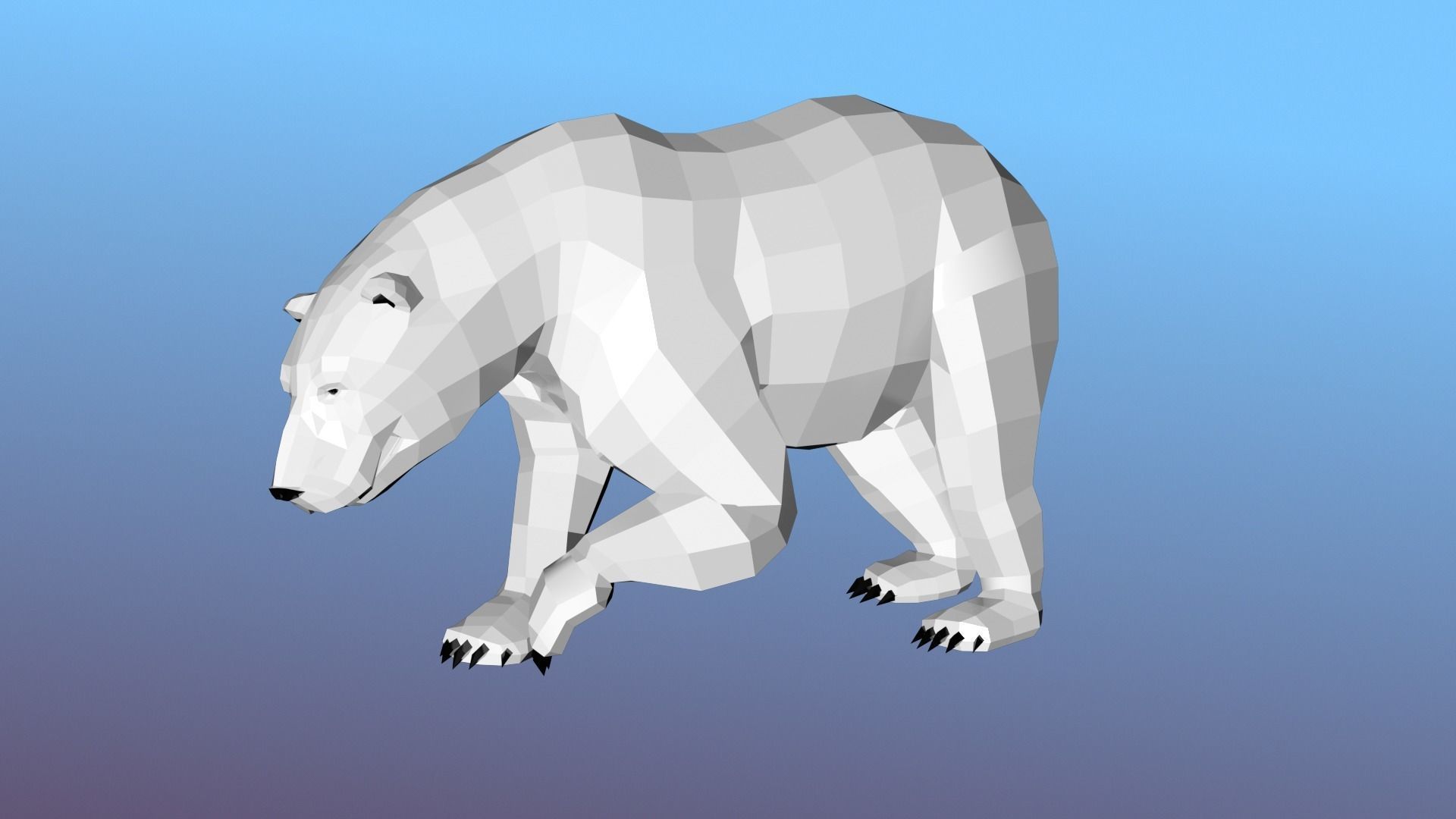 White bear Low Polygon Animal Arctic sea ocean Low-poly 3D model Low-poly 3D model_10