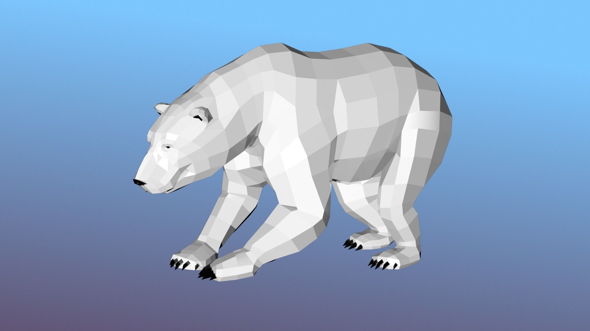White bear Low Polygon Animal Arctic sea ocean Low-poly 3D model Low-poly 3D model_7