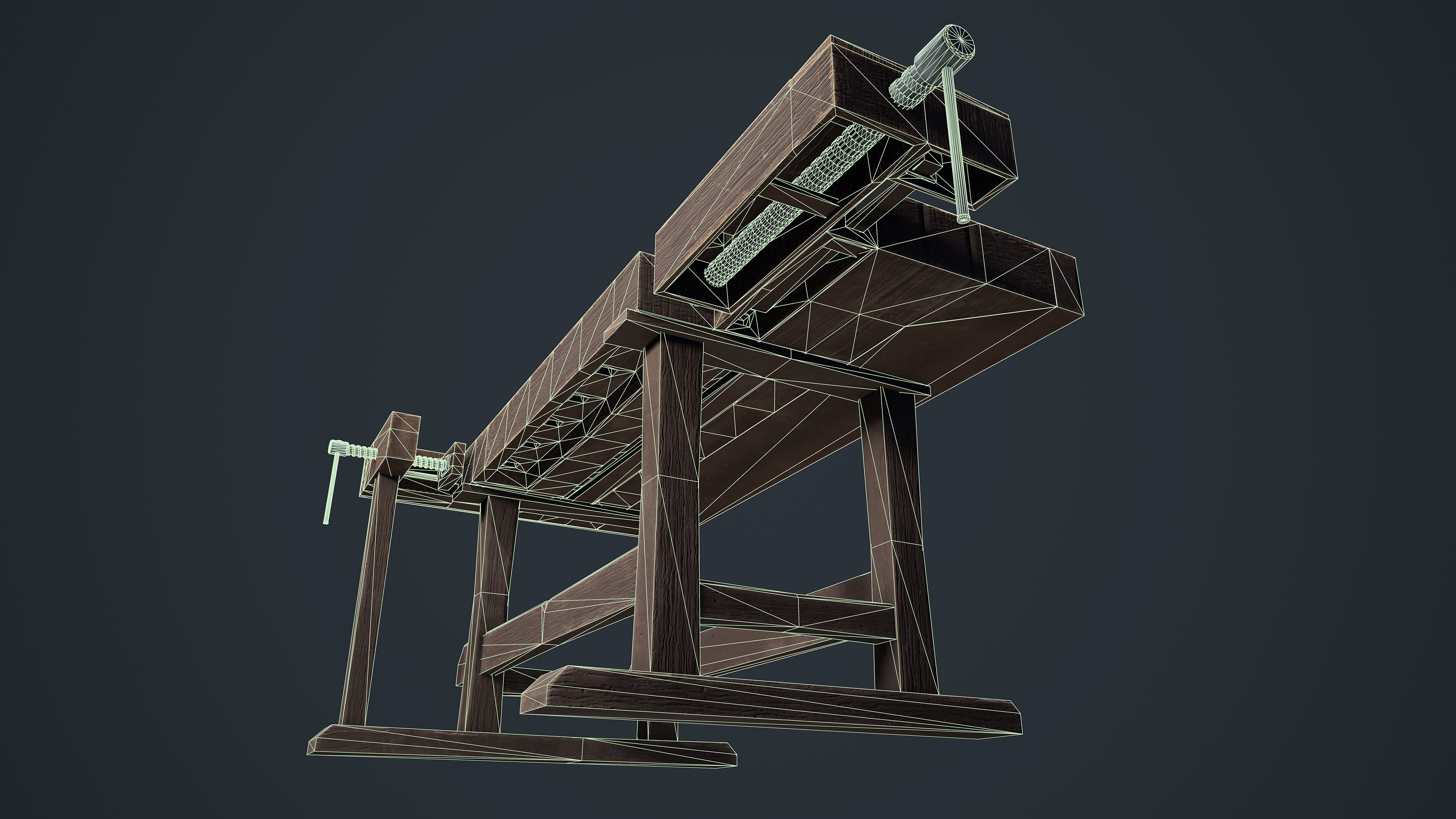 Workbench table Low-poly 3D model_13