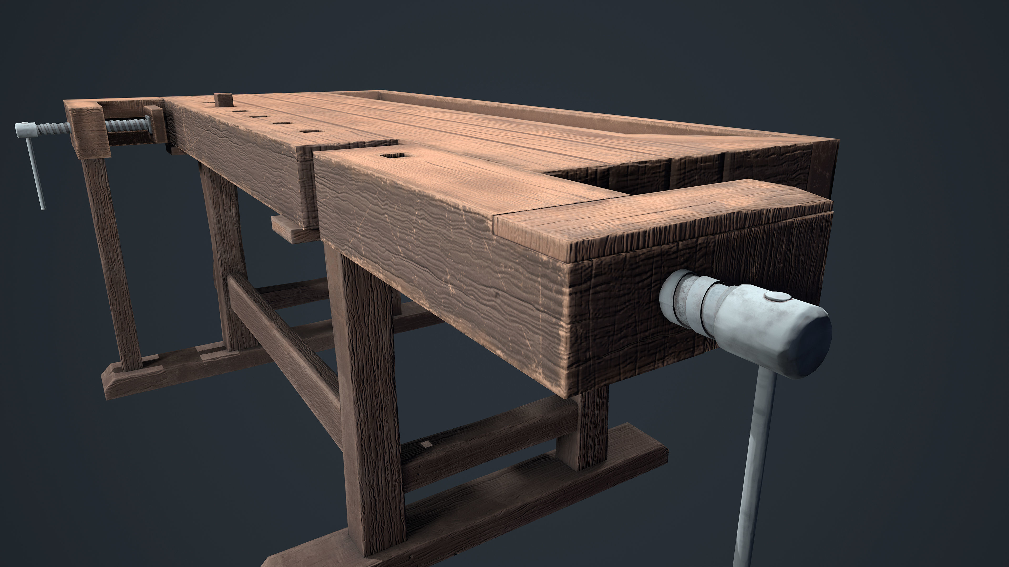 Workbench table Low-poly 3D model_3