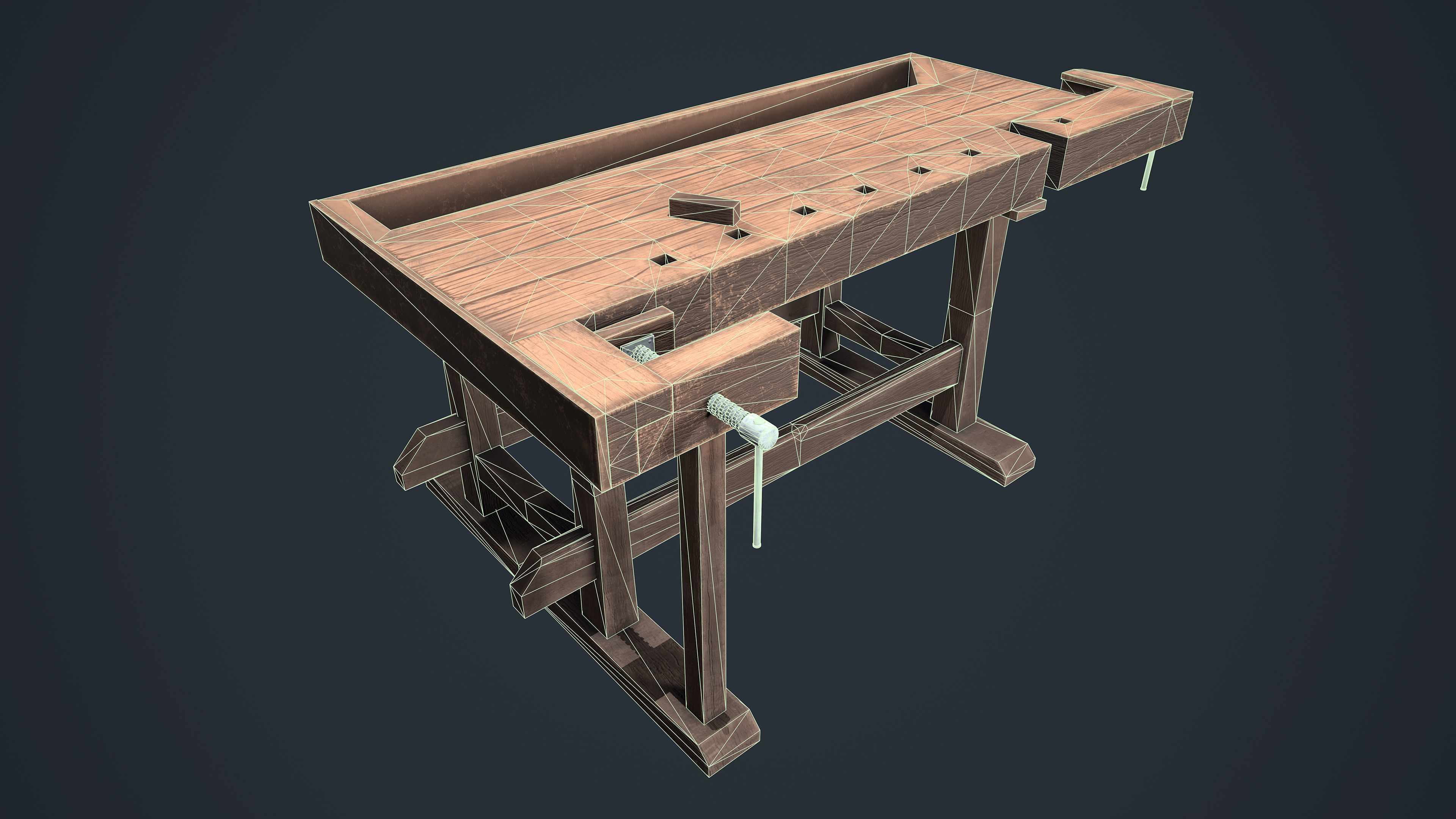 Workbench table Low-poly 3D model_12
