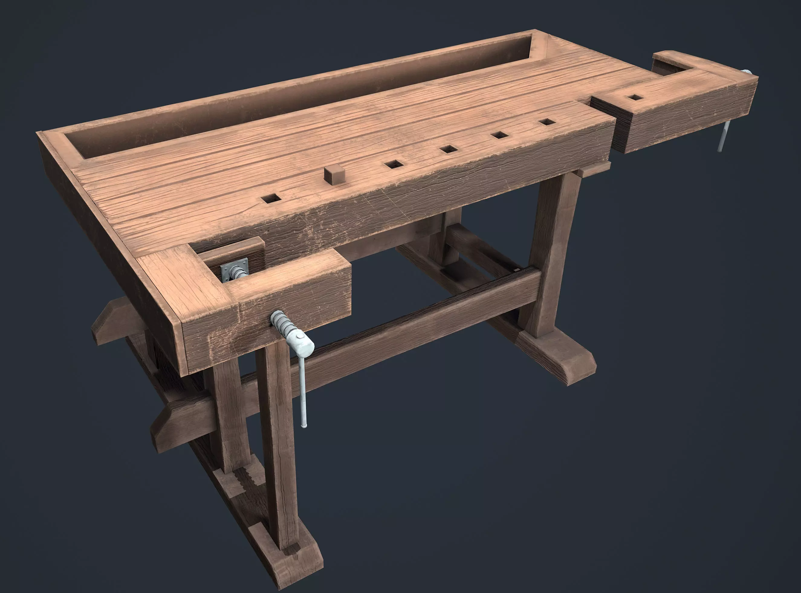 Workbench table Low-poly 3D model_0