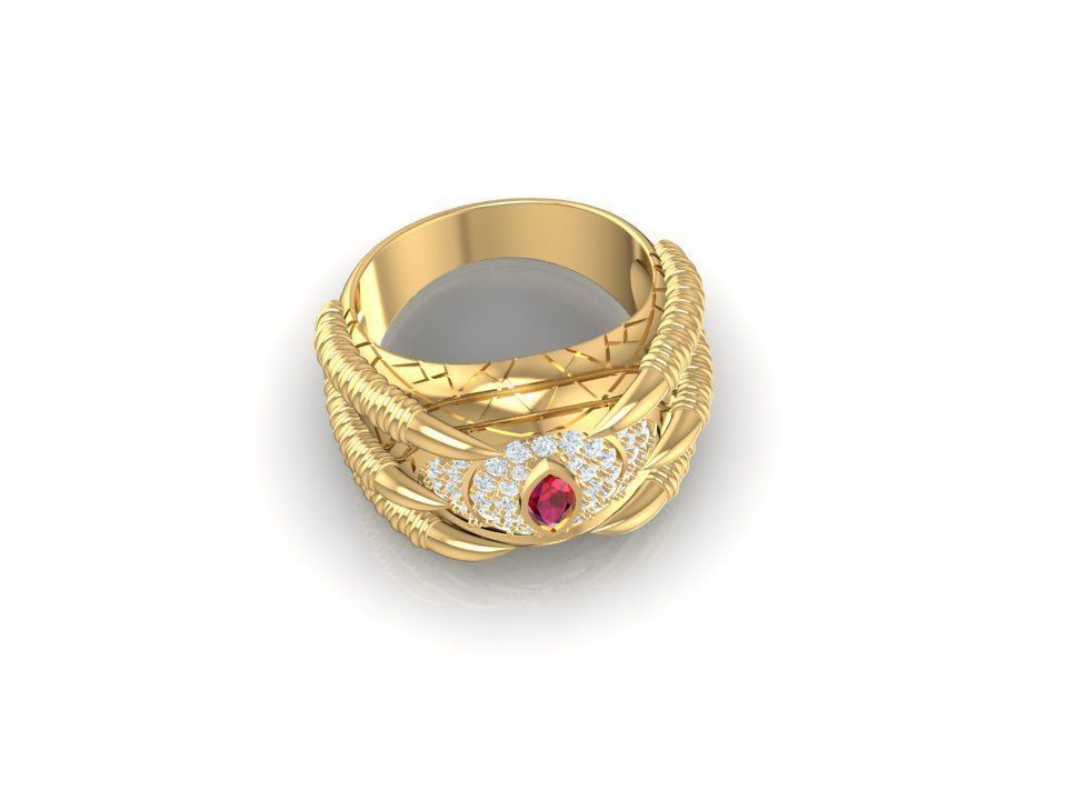 Dragon Coil Ring with Gemstone 3D Model for Jewelry 577 3D print model_3