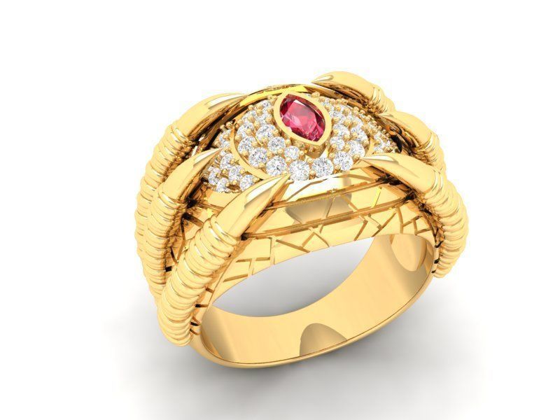 Dragon Coil Ring with Gemstone 3D Model for Jewelry 577 3D print model_2