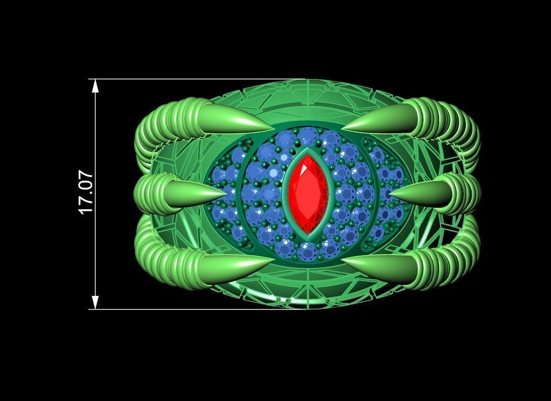 Dragon Coil Ring with Gemstone 3D Model for Jewelry 577 3D print model_6
