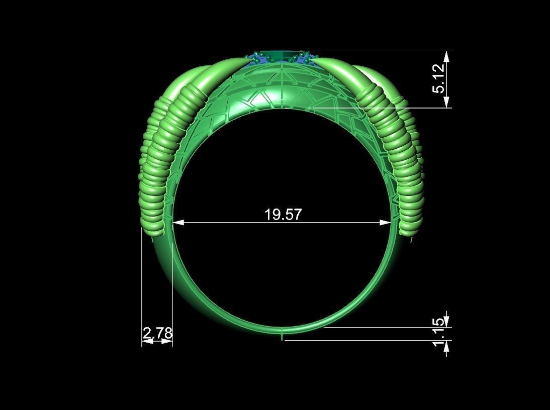 Dragon Coil Ring with Gemstone 3D Model for Jewelry 577 3D print model_5
