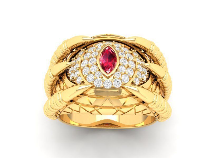 Dragon Coil Ring with Gemstone 3D Model for Jewelry 577 3D print model_1