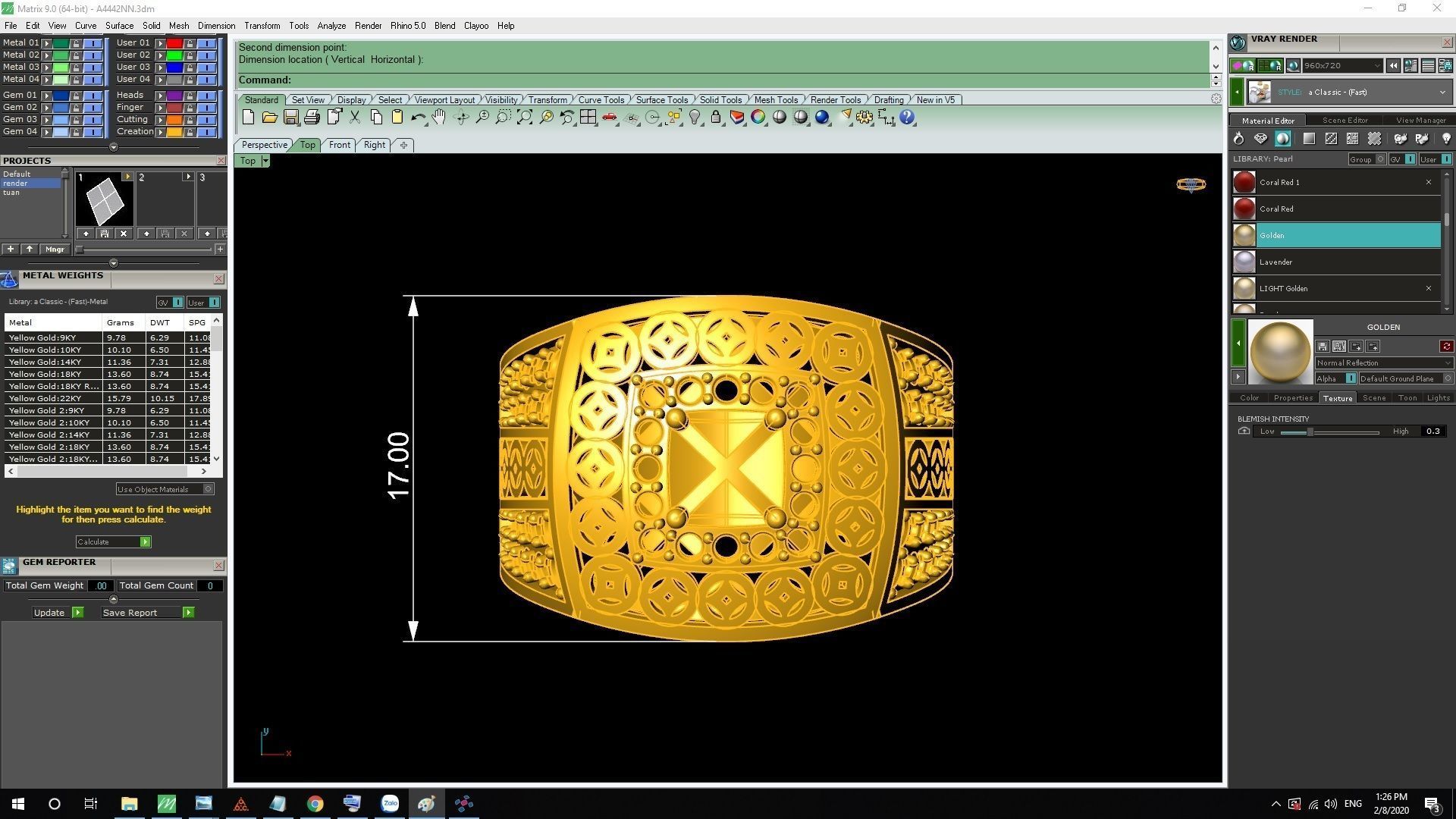 Royal Vintage Square Gemstone Ring for Men 578 3D print model_12