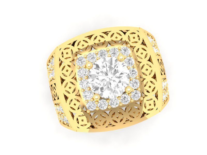 Royal Vintage Square Gemstone Ring for Men 578 3D print model_6