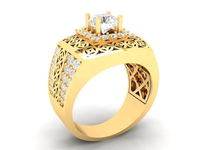 Royal Vintage Square Gemstone Ring for Men 578 3D print model_4