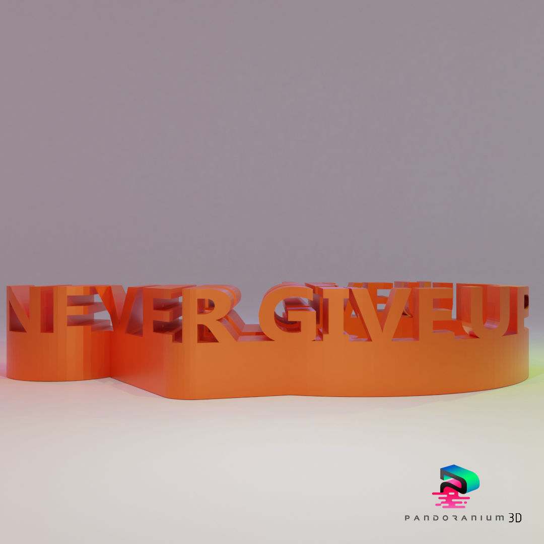 3D Word Shape - Never Give Up 3D print model_2