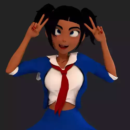 Anime School Girl  Low-poly 3D model
