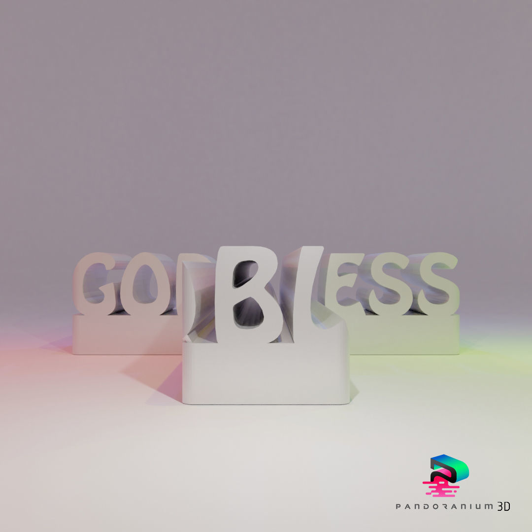 3D Word Shape - God Bless 3D print model_2