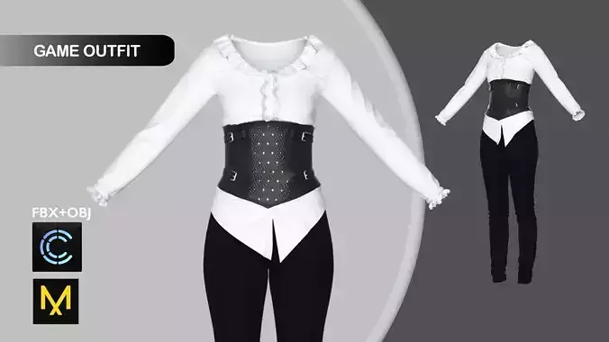 Game Female Outfit Marvelous Designer 3D model
