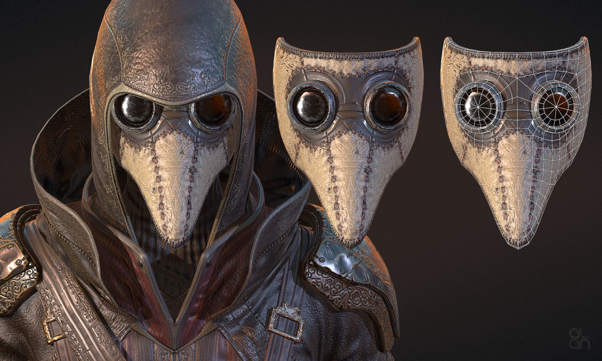 The Plague Doctor Low-poly 3D model_3