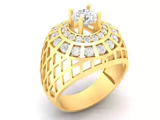 Modern Grid Diamond Men Ring 580