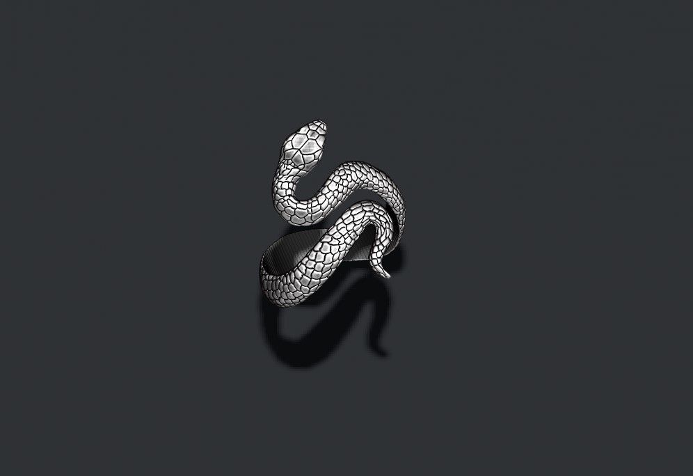 Snake ring 3D print model_3