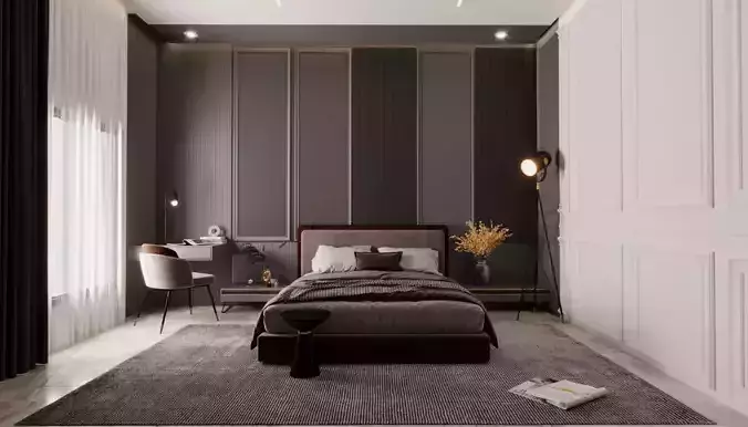 Bedroom design interior scene 3D model