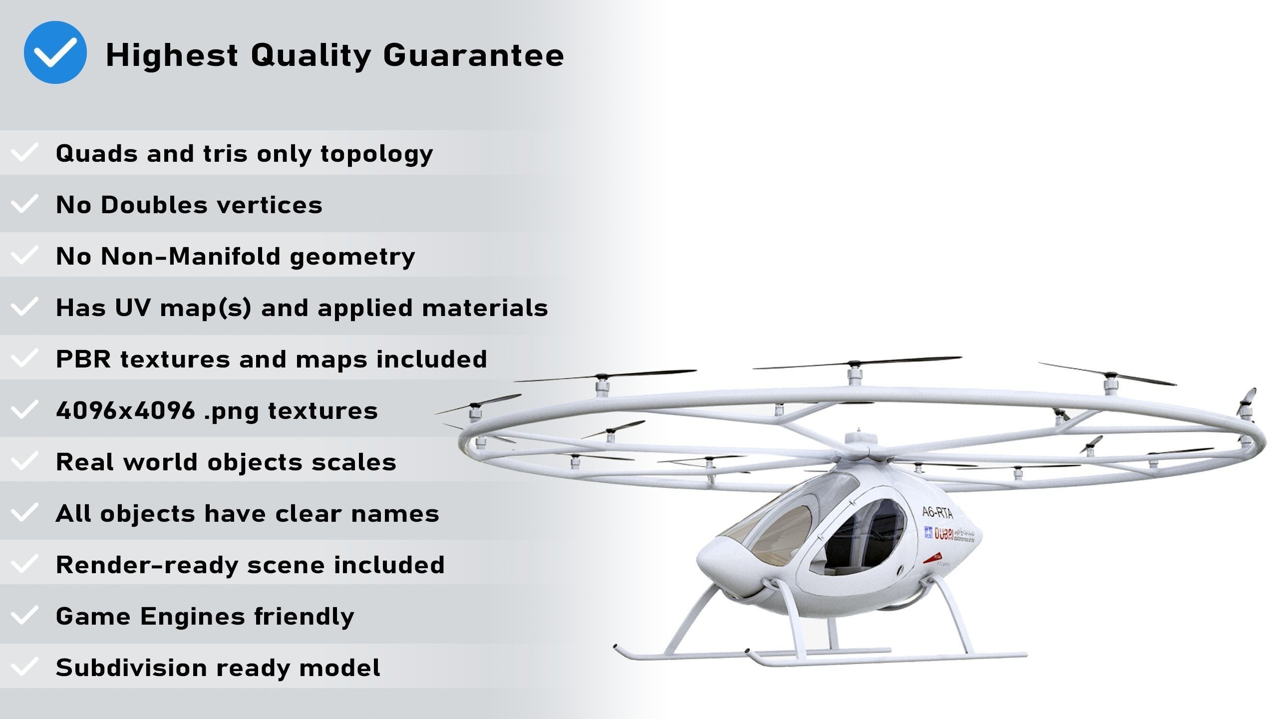 Flying Taxi Dubai PBR Low-poly 3D model_1