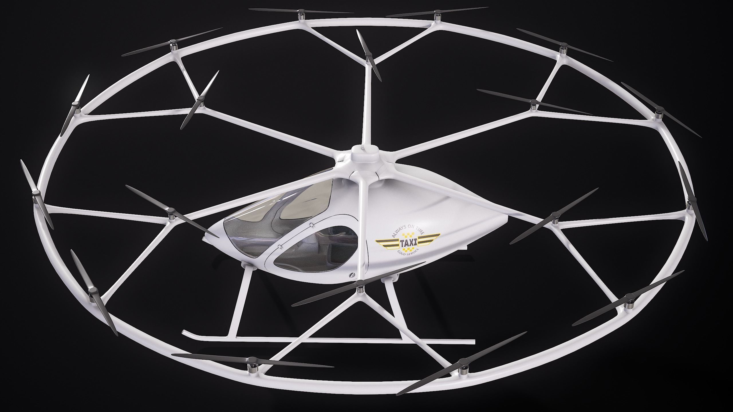 Flying Taxi Dubai PBR Low-poly 3D model_11