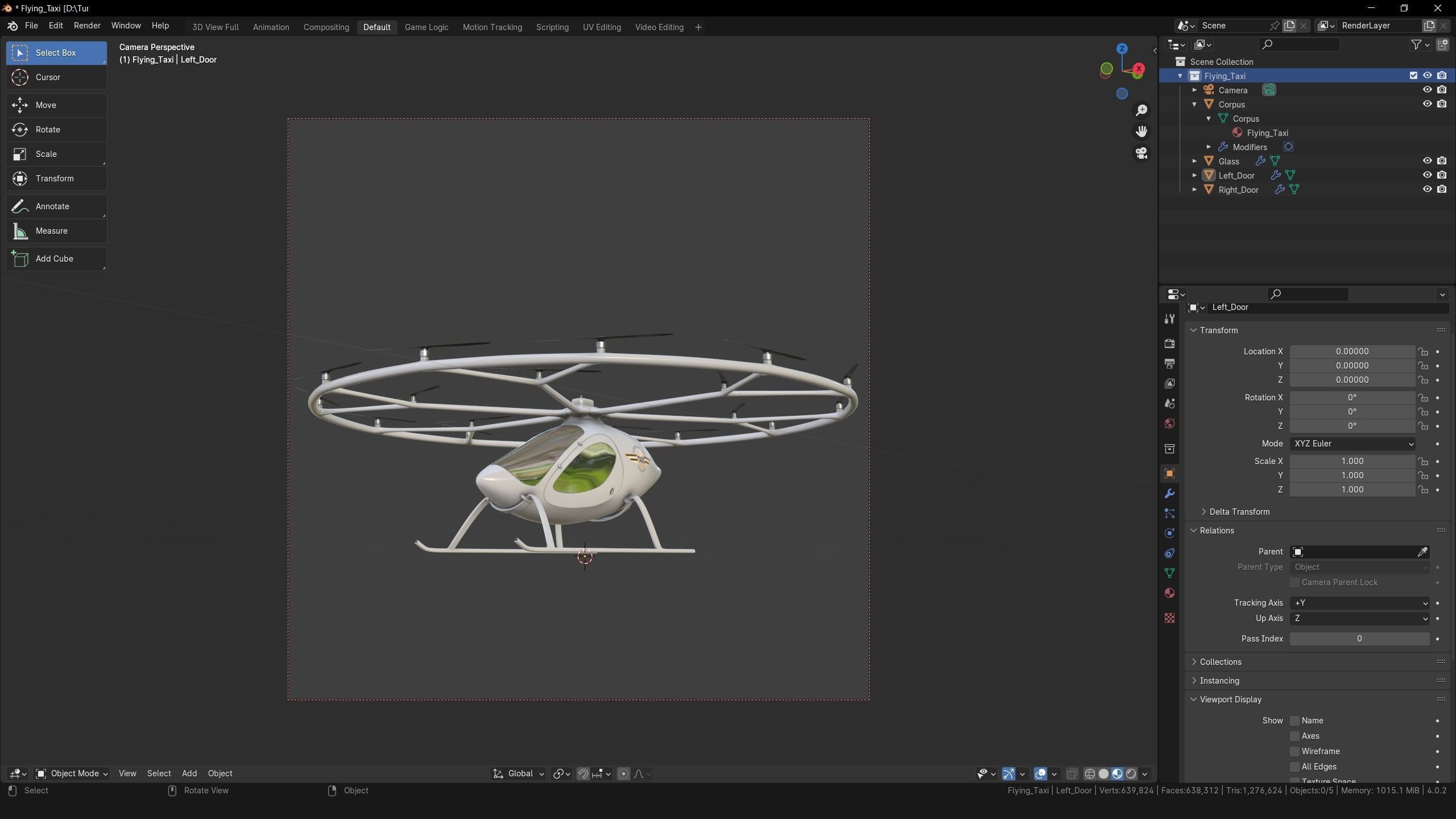 Flying Taxi Dubai PBR Low-poly 3D model_26