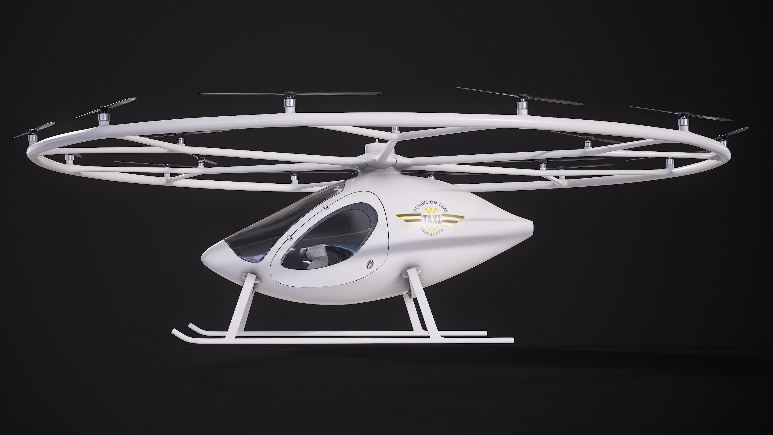 Flying Taxi Dubai PBR Low-poly 3D model_10