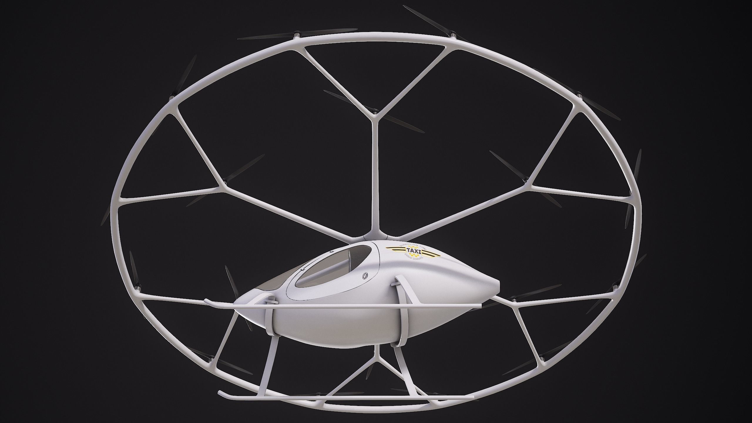 Flying Taxi Dubai PBR Low-poly 3D model_12