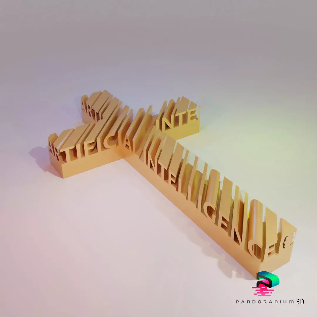 3D WORD SHAPE - FUNNY CROSS ARTIFICIAL INTELLIGENCE 3D print model