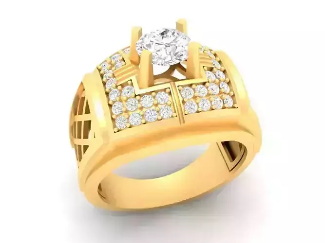 Luxury Grid Diamond Ring for Men 582
