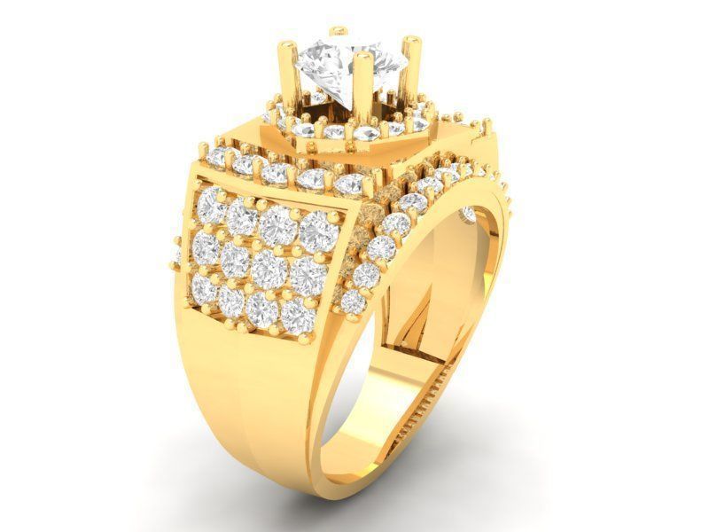 Luxury Multi Layer Diamond Ring for Men 583 3D print model_1