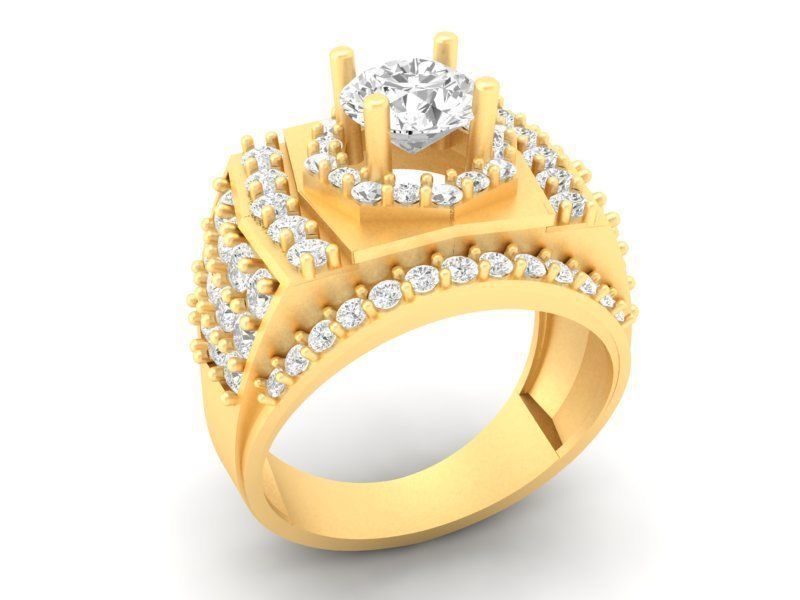 Luxury Multi Layer Diamond Ring for Men 583 3D print model_3