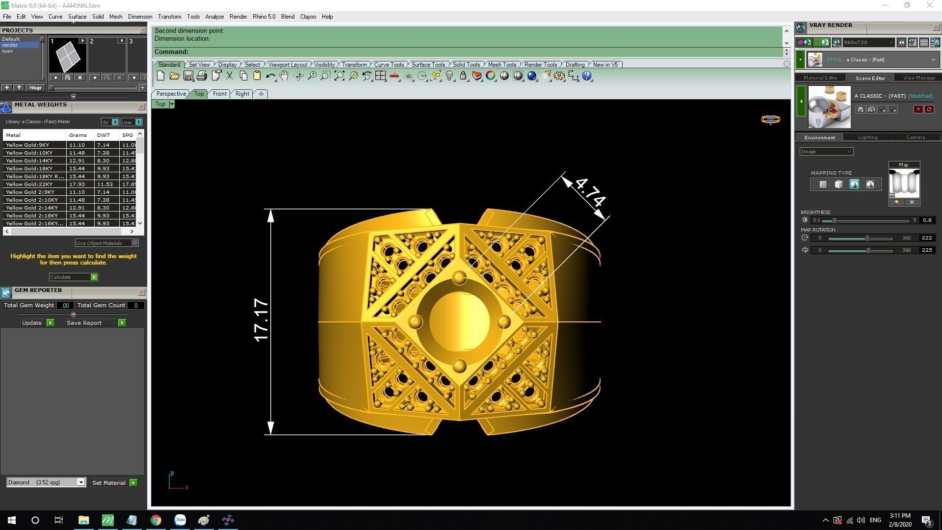 Luxury Gemstone Pyramid Ring for Men 584 3D print model_9