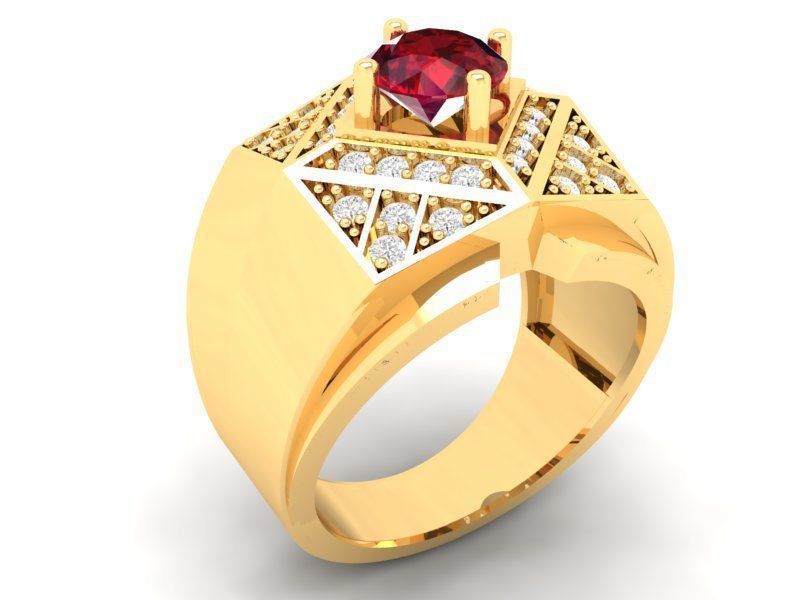 Luxury Gemstone Pyramid Ring for Men 584 3D print model_5