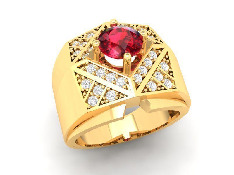 Luxury Gemstone Pyramid Ring for Men 584 3D print model_1