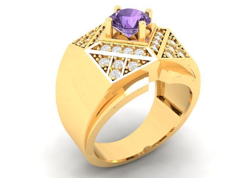 Luxury Gemstone Pyramid Ring for Men 584 3D print model_4