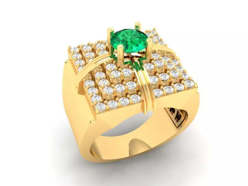 Luxury Square Diamond Men Ring 3D Model 585 3D print model