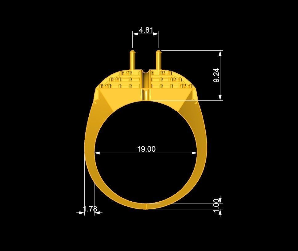 Luxury Square Diamond Men Ring 3D Model 585 3D print model_4
