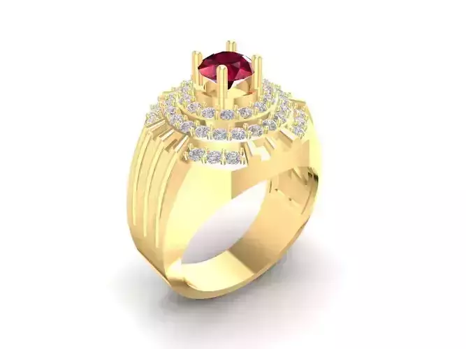 Ruby Gemstone Men Ring 3D Model 586