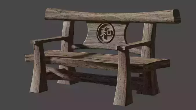 Japanese garden bench 3D model