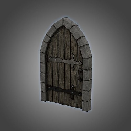 Medieval Door Stone Arch and Door 3D Model Low-poly 3D model