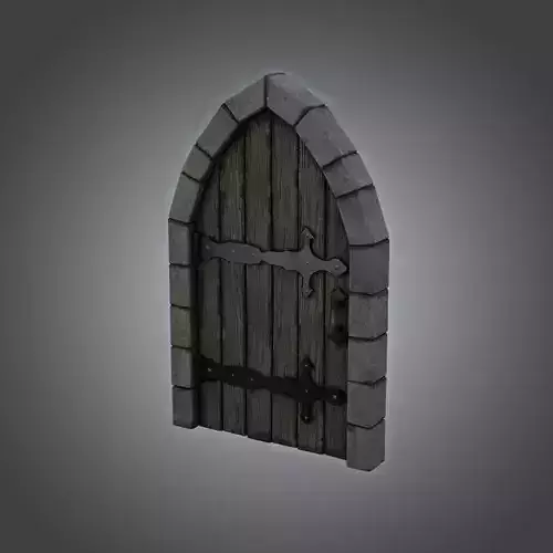 Medieval Door Stone Arch and Door 3D Model