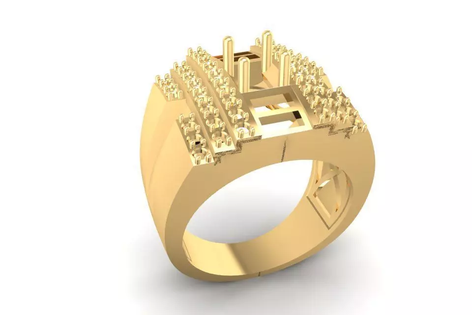Luxury Square Stone Men Ring Jewelry 587 3D print model