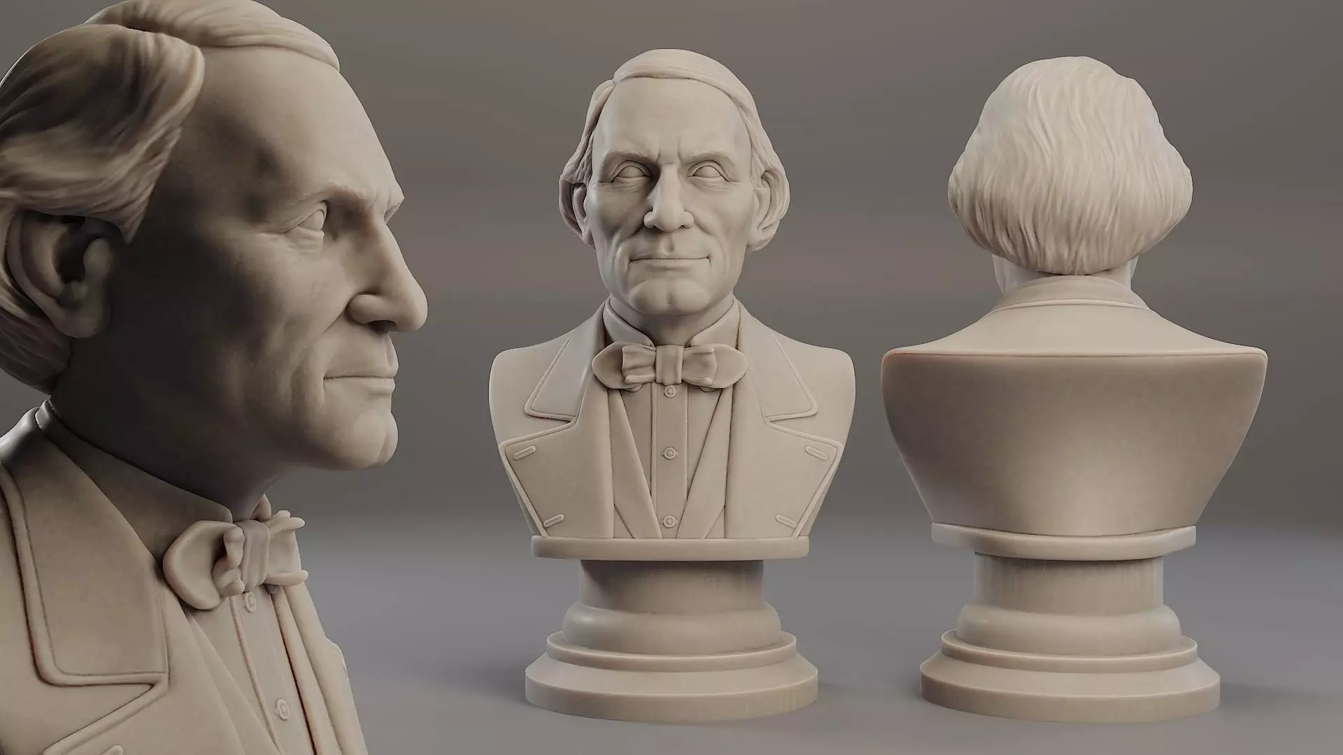 Jean Eugene Robert Houdin Bust 3D print model_0