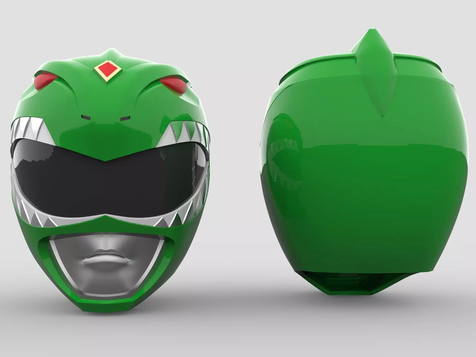 Power Rangers MMPR Green Ranger Helmet and Coin Medal 3D print model