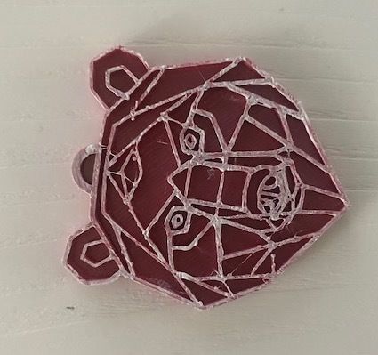 llavero con la cabeza de un oso estilo geometrico  3D model_3