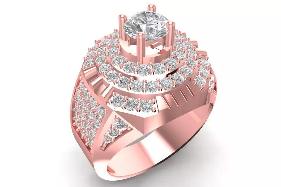 Luxury Multi Layer Diamond Men Ring 3D Model 590 3D print model