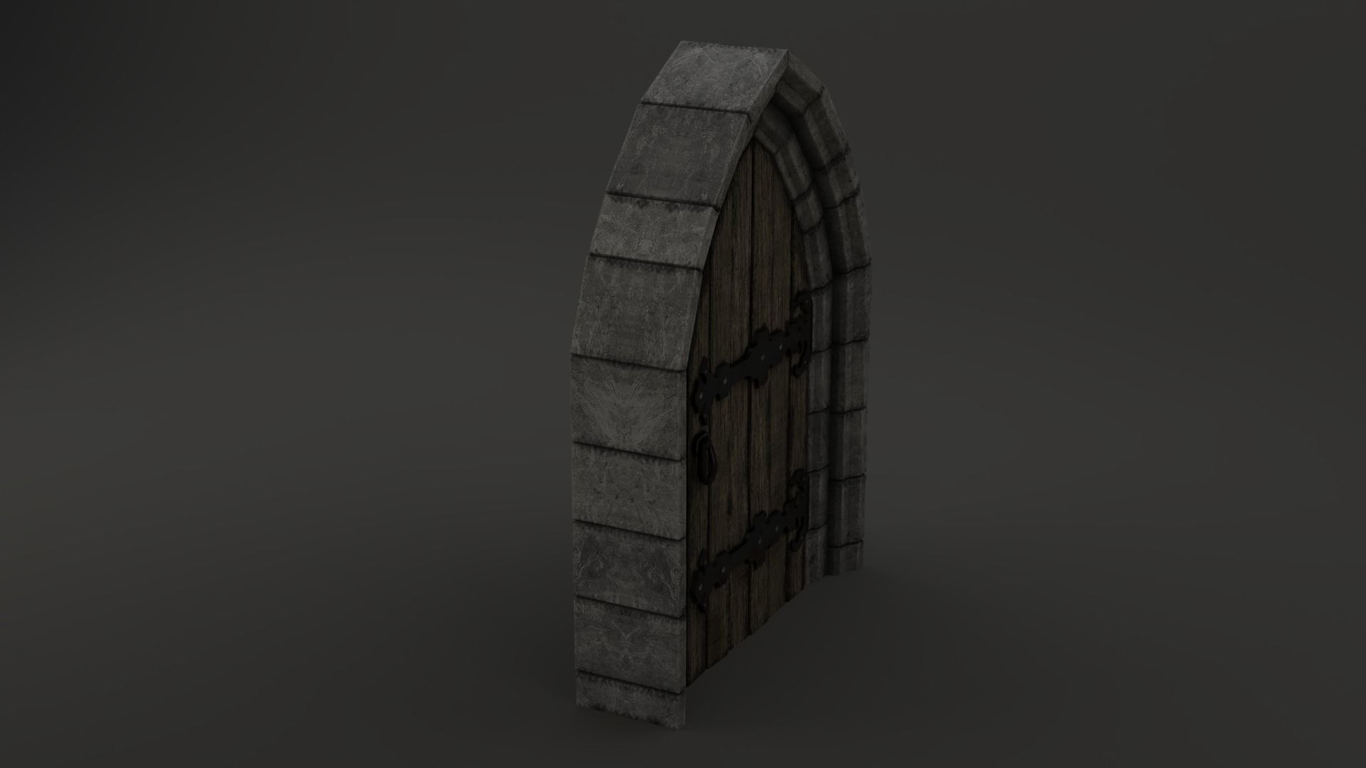 Medieval Door Double Stone Arch and Door 3D Model Low-poly 3D model_9