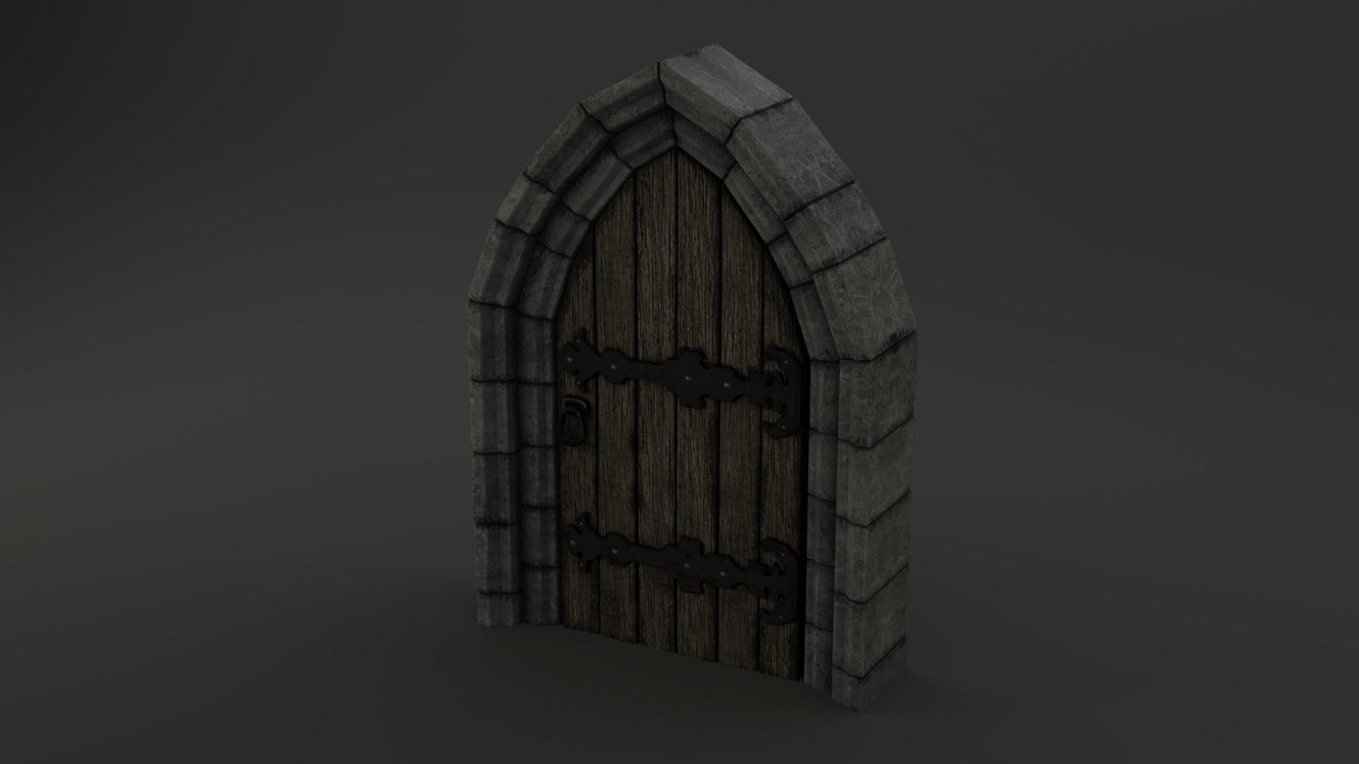 Medieval Door Double Stone Arch and Door 3D Model Low-poly 3D model_12
