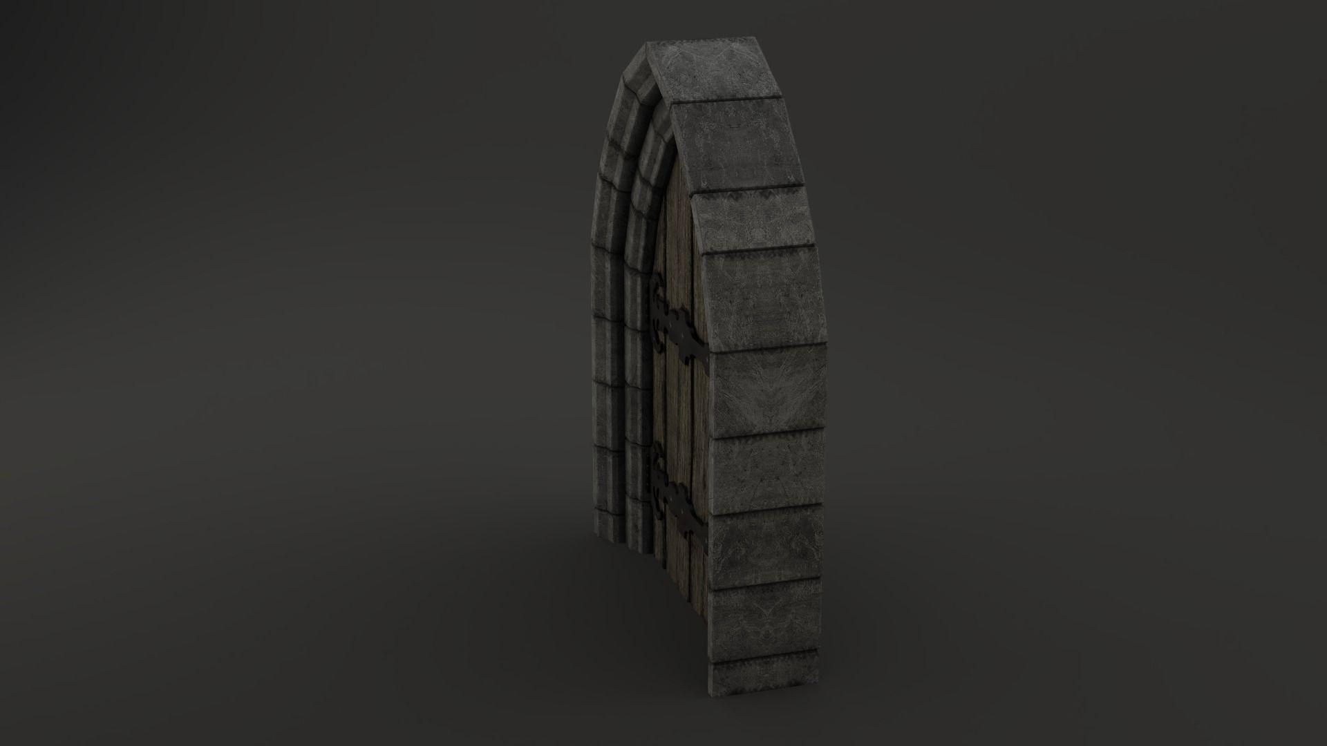 Medieval Door Double Stone Arch and Door 3D Model Low-poly 3D model_10